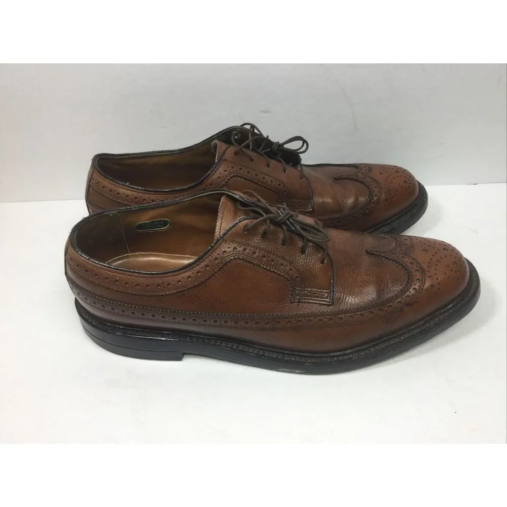 VINTAGE Florsheim Mens Shoes 8.5D Imperial‎ Longwing V Cleat 5 Nail Brown 93602